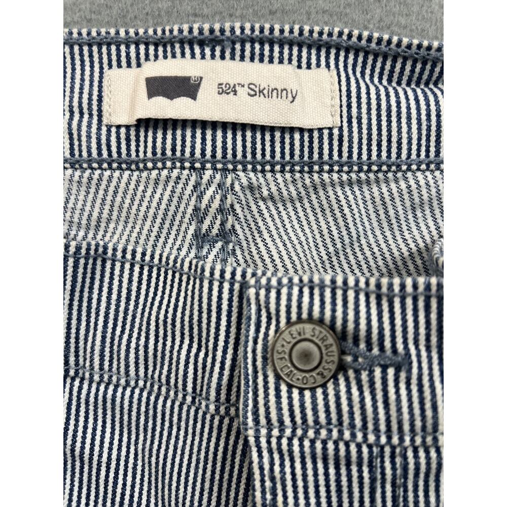 Levi's Women's 524 Too Superlow Jean Size 13M 31x32 Blue White Striped Y2K Style - Picture 3 of 12